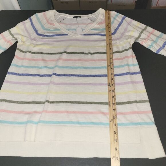 New Talbots Rainbow Striped V-Neck Top 1X - Picture 5 of 8